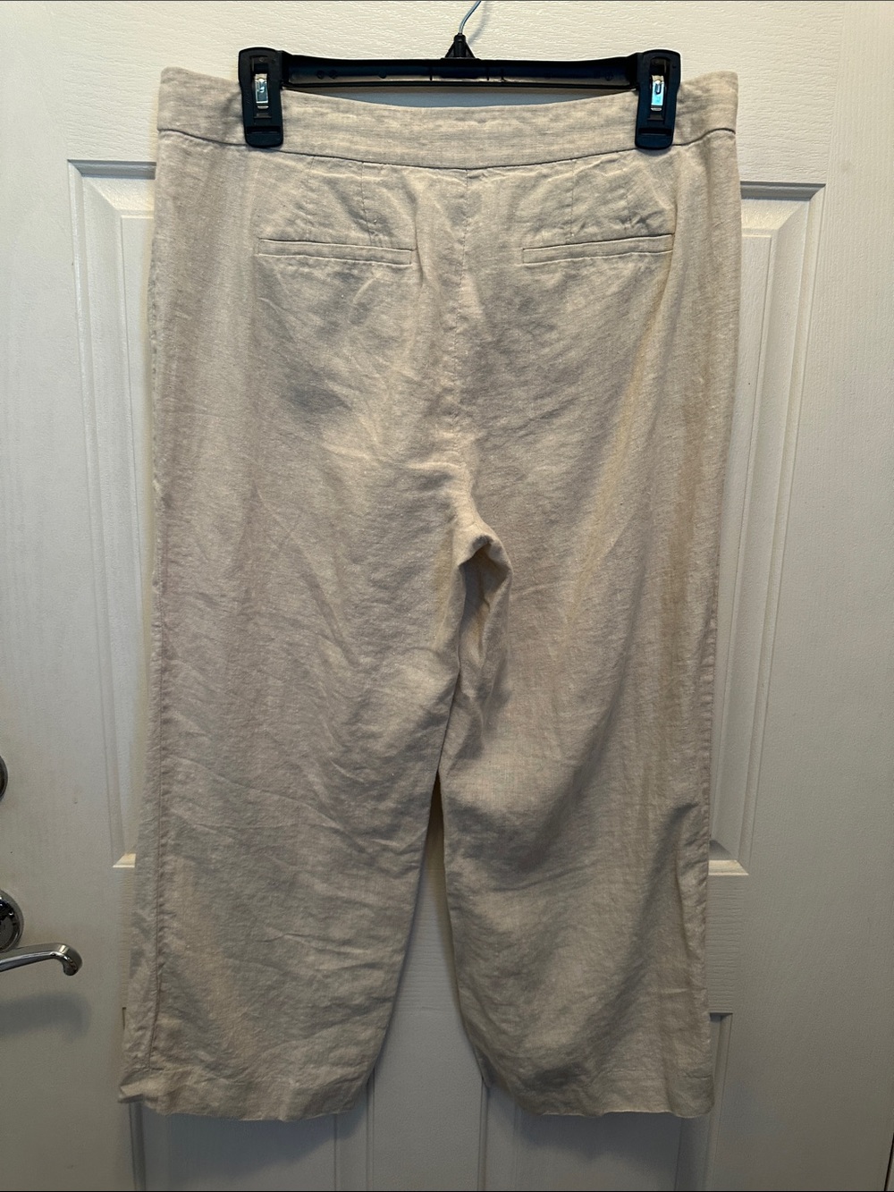 Talbot’s Women's Wide-Leg 100% Linen Cropped Pants in Light Beige Vacation Sz 8 - Picture 4 of 4